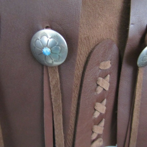 RALPH LAUREN LRL Brown Leather Vest Southwestern S - Picture 5 of 6